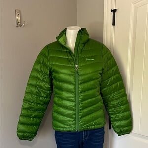 Marmot Jena Down Jacket 800 Fill Green Full Zip Water Repellent Winter Sz S